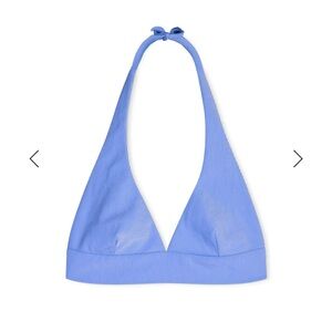 Zulu & Zephyr Signature Stripe Halter. Sky Blue Bikini Top